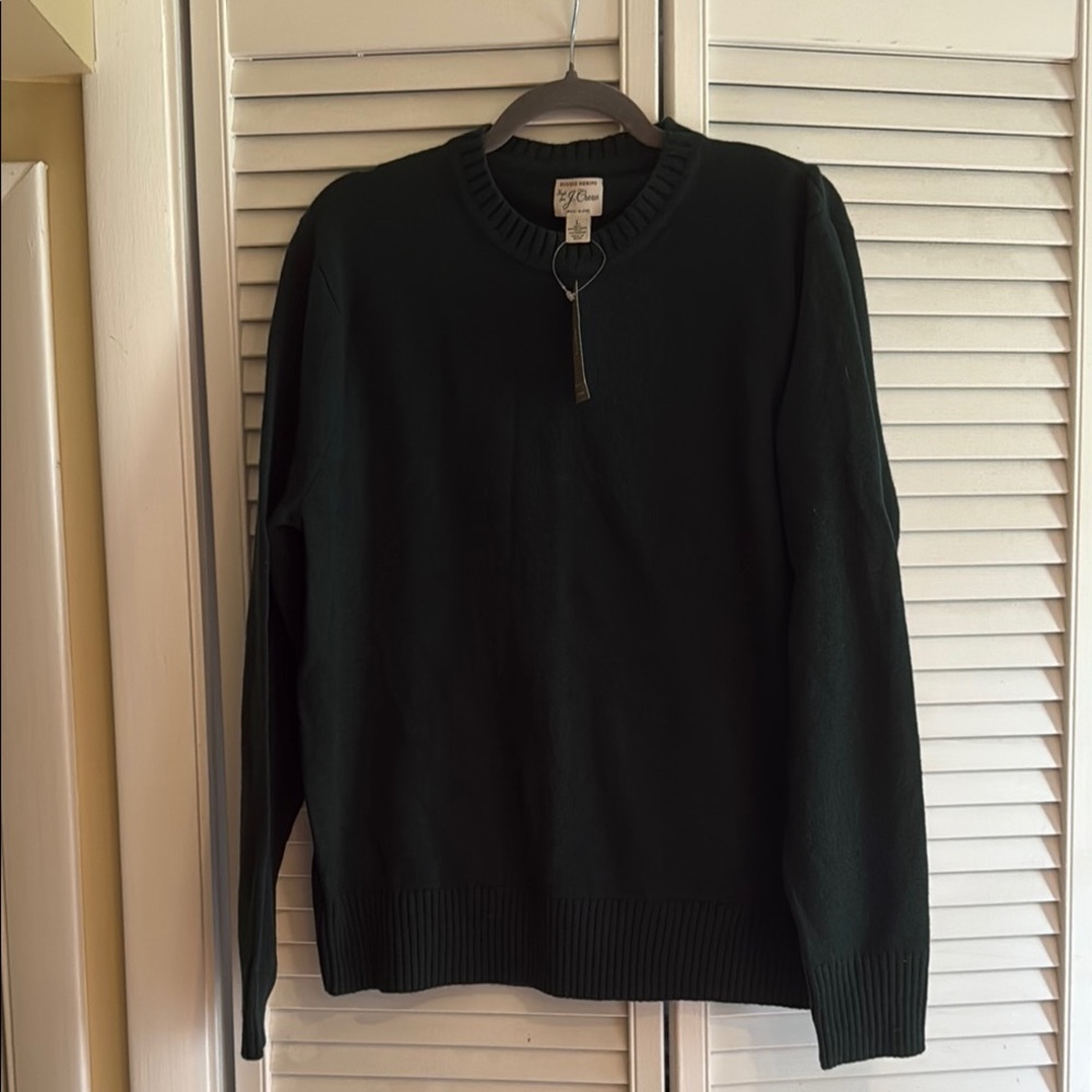 $25 Men's hunter green JCREW sweater size L : 60% Marino wool 🐑